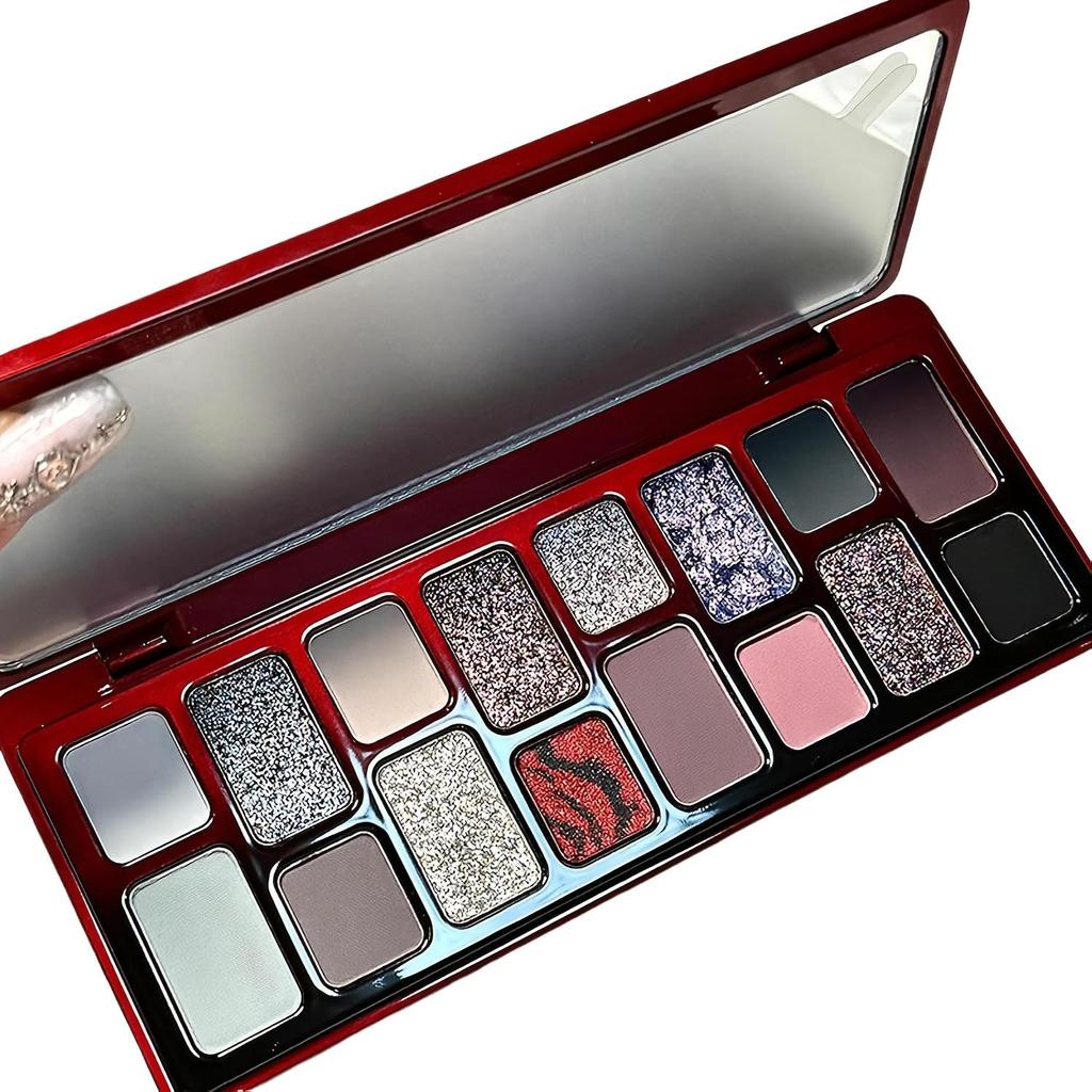 Paleta de Sombras de Ojos de 16 colores estilo gótico, Polvo Compacto Bicolor, Fórmula Altamente Pigmentada, Set de Maquillaje de Color Profundo de Larga Duración
