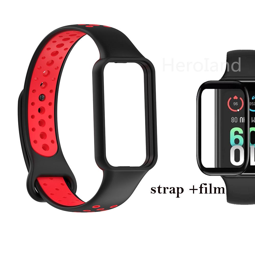 Fashion Silicone WatchStrap For Huami Amazfit Band 7 SmartWatch Band Bracelet Wristband For Amazfit band7 Strap Buckle +film