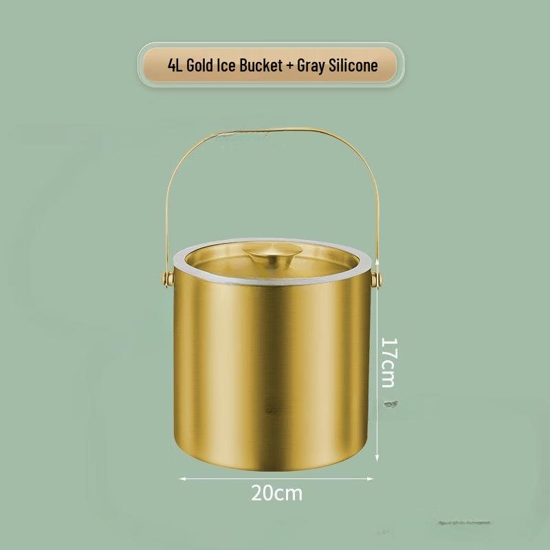 Stainless Steel Double-Layer Insulated Ice Bucket