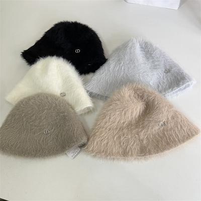 Plush Knitted Fisherman's Hat Children's Autumn and Winter Warm Face Small Bucket Hat Trendy Brand Versatile Basin Hat Cover Face
