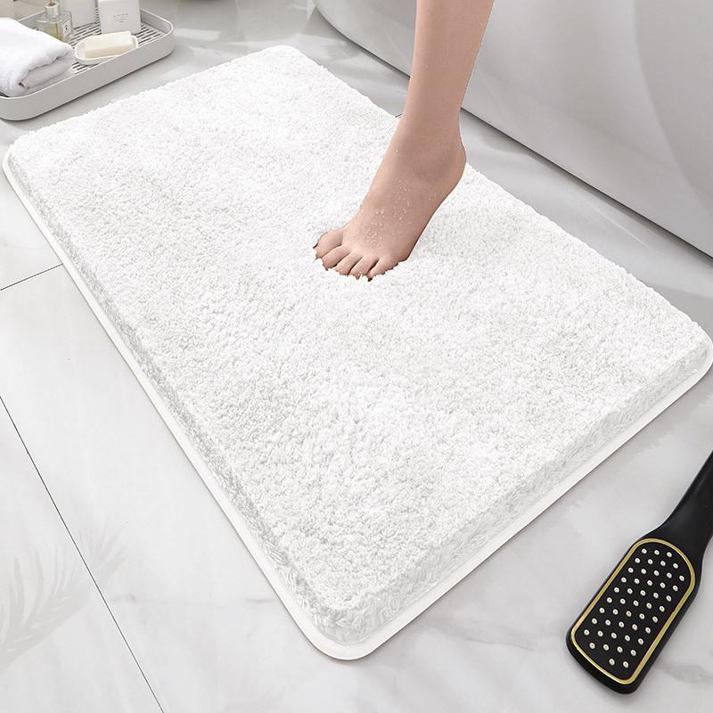 Modern Minimalist Solid Color Floor Mat, Square Long Plush, Thickened Absorbent Carpet, Bathroom Door Mat, Non Slip Mat