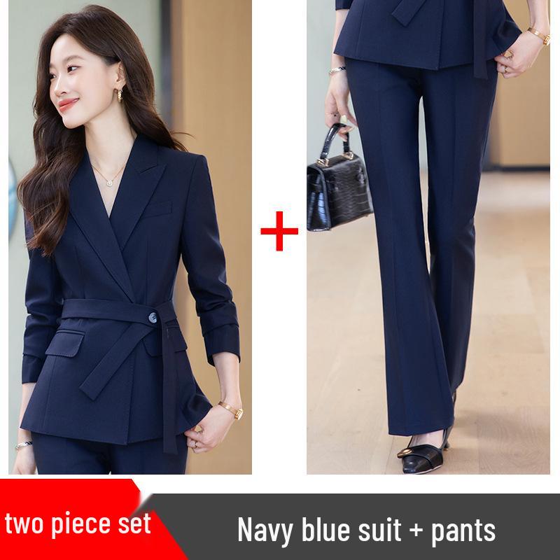 

Женский бежевый костюмный комплект - Весенне-осенний легкий люкс брюки широкие от бедра профессиональная формальная одежда для миниатюрных повседневный блейзер. S