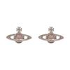 Mini Bas Relief Crystal Saturn Brass Earrings Women Earrings Silver Pink 6202003302P207P207