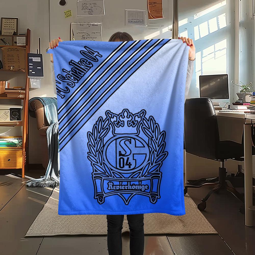1 szt. Koc Flanelowy z Nadrukiem FC Schalke 04 Wysokiej Jakości Ciepły Komfortowy Pokrowiec na Wszystkie Pory Roku Idealny na Prezenty Wystrój Domu