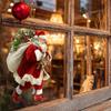 Santa Claus Delivers Gifts with Fully Transparent, Double-sided Visible Glass Stickers for Home Decoration