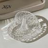 Glas-Ringschale für Hochzeitsgeschenke, Elegante Schmuckschale mit Wasserwellenmuster, Klare Dekorative Aufbewahrungskommode Schmuckschale Nachttisch und Badezimmer