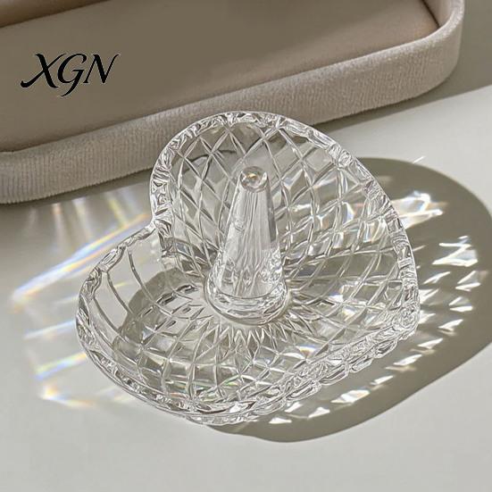 Glas-Ringschale für Hochzeitsgeschenke, Elegante Schmuckschale mit Wasserwellenmuster, Klare Dekorative Aufbewahrungskommode Schmuckschale Nachttisch und Badezimmer