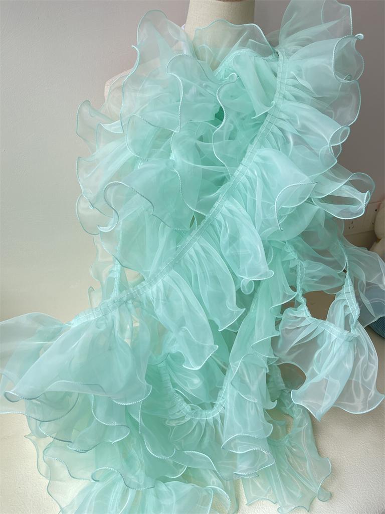 2meters Pleated Sewing Fabric Ruffle Lace Ribbon Trim For Garments Dress Diy Crafts Supplies Needlework Accessories 11cm Wide