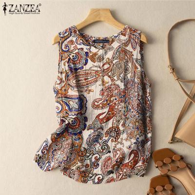 Γυναικεία αμάνικα ρετρό μπλουζάκια με casual λαιμόκοψη