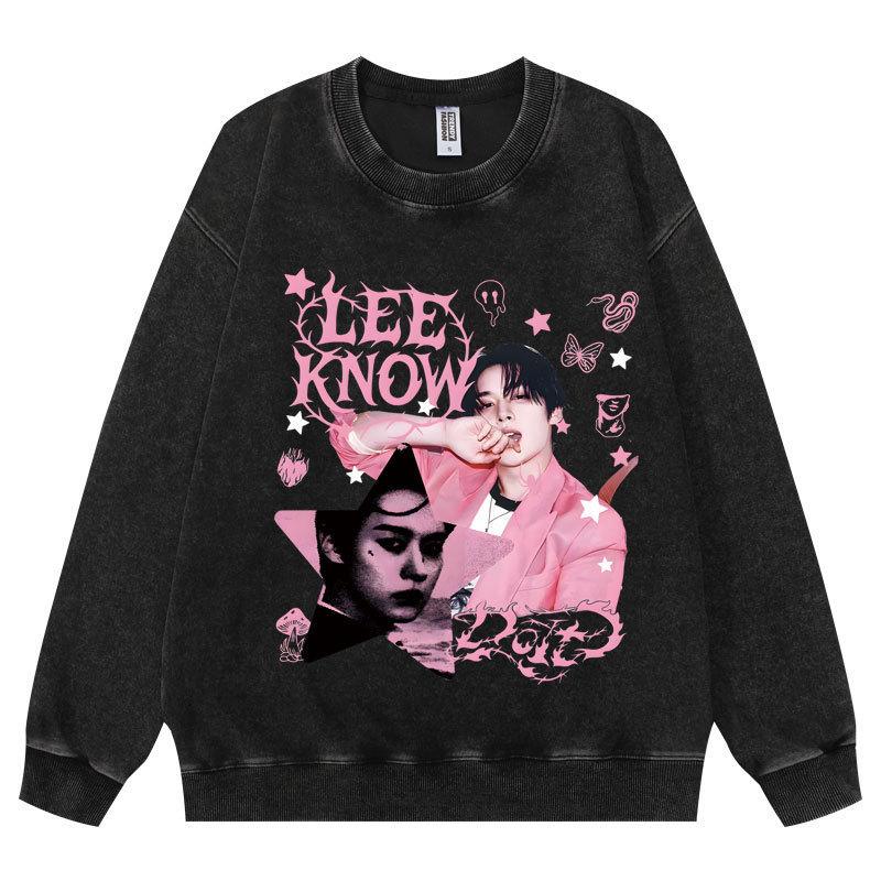 Adult Women Men Fashion Casual Korean POP Stars Dominate Pink Lee Know Felix Print Long Sleeves Sweatshirt
