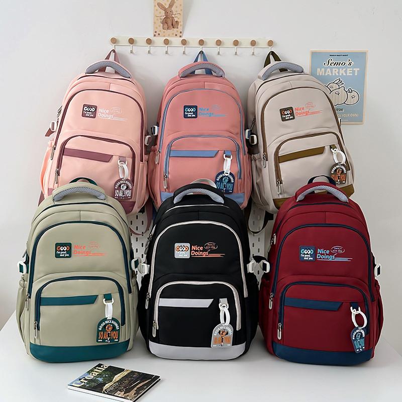 Nylon Large Capacity Dual Shoulder Backpack For College Students With Breathable Cushion Straps