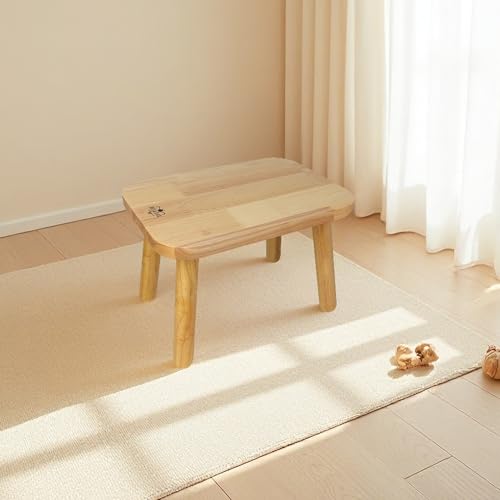 BEE&OAK Solid Rubberwood Small Stool for Adults and Children, Stylish Colors, Perfect for Bedrooms, Bathrooms, and Kitchens, Plant Stand, Square Stool