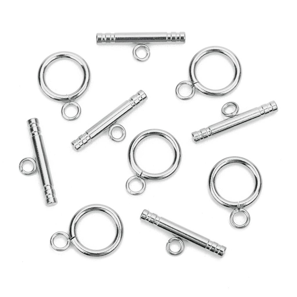 4 Sets Stainless Steel OT Clasps Buckle Round Toggle Clasp Loop Connectors for Jewelry Making DIY Bracelet Necklace Accessories