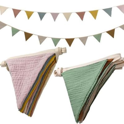 Pennant Banner Bunting Flags Nursery Garland Fabric Baby Banner Triangle Pennant Streamers