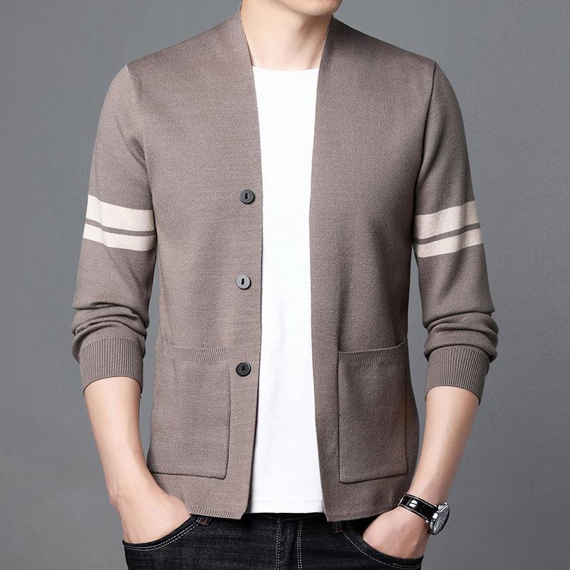 

Весенне-осенний мужской осенний свитер, новый мужской свитер с лацканами и рваным верхом, корейская версия, свободный, трендовый вязаный кардиган XXXXL