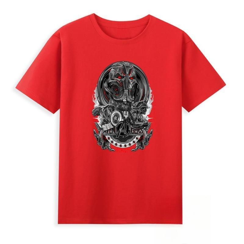 Genuine The New High-quality Superhero Avengers Ultron Iron Man Printed T-shirt for Men and Women Loose Short Sleeves