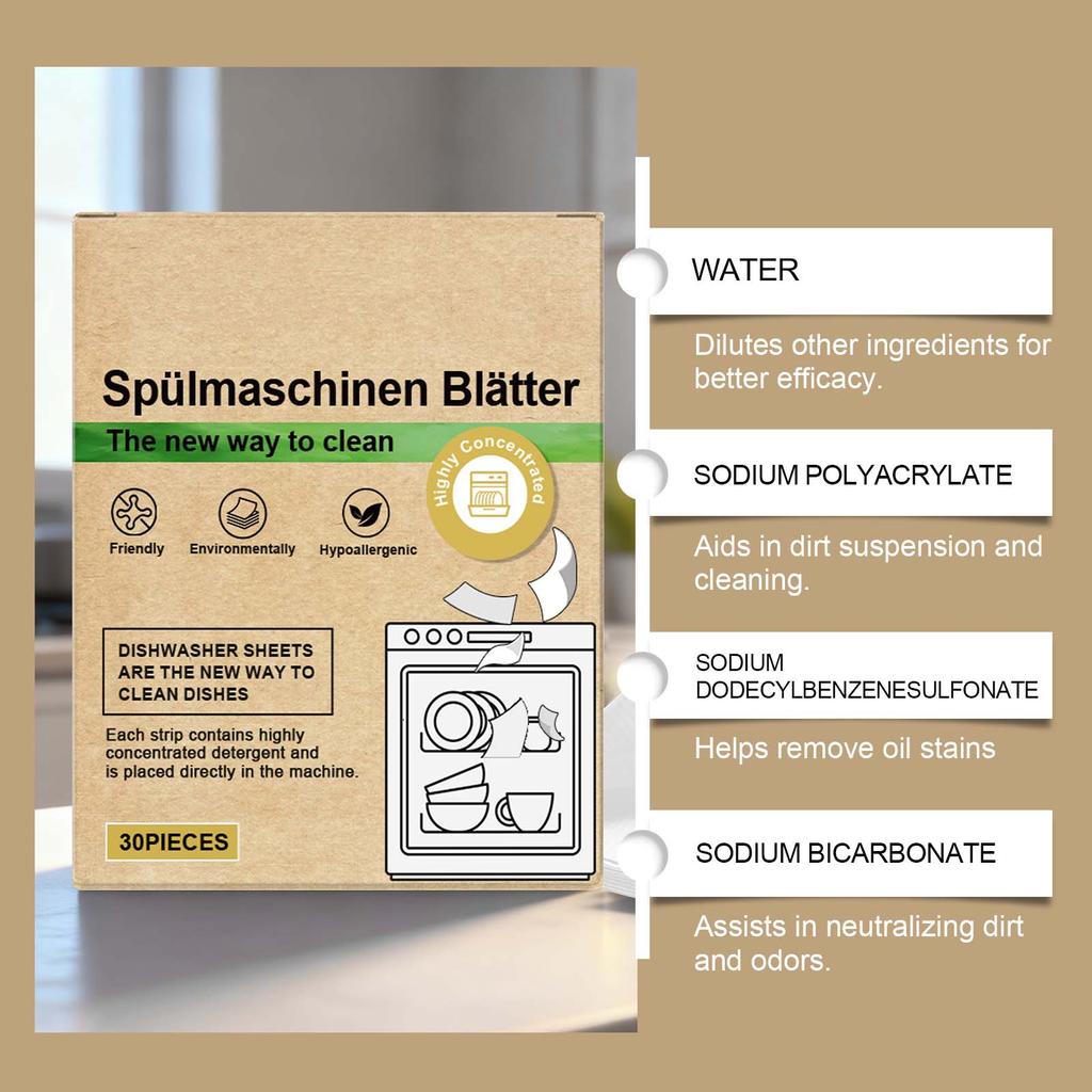 Vaatwasmachine Reinigingstabletten Vet, Vlekken, En Maakt Keukengerei Glanzend; Mild en effectief voor alle huishoudelijke schoonmaakbehoeften.