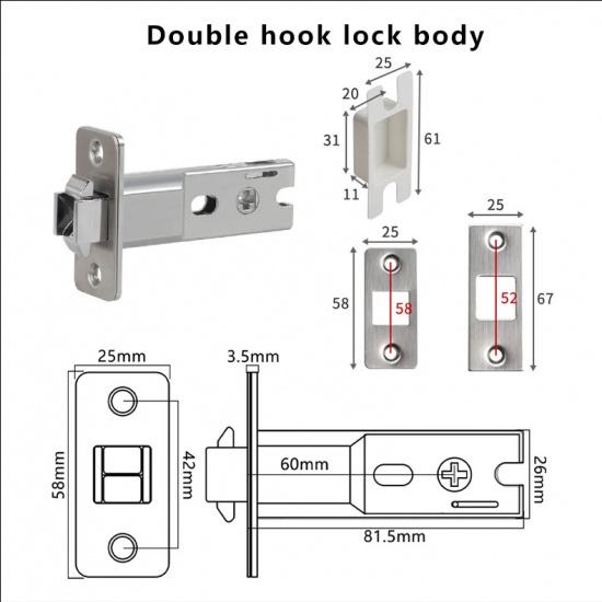 Square Pocket Door Lock Left and Right Sliding Door Lock Invisible Door Handle Bedroom Sliding Door Hook Lock Embedded Safety