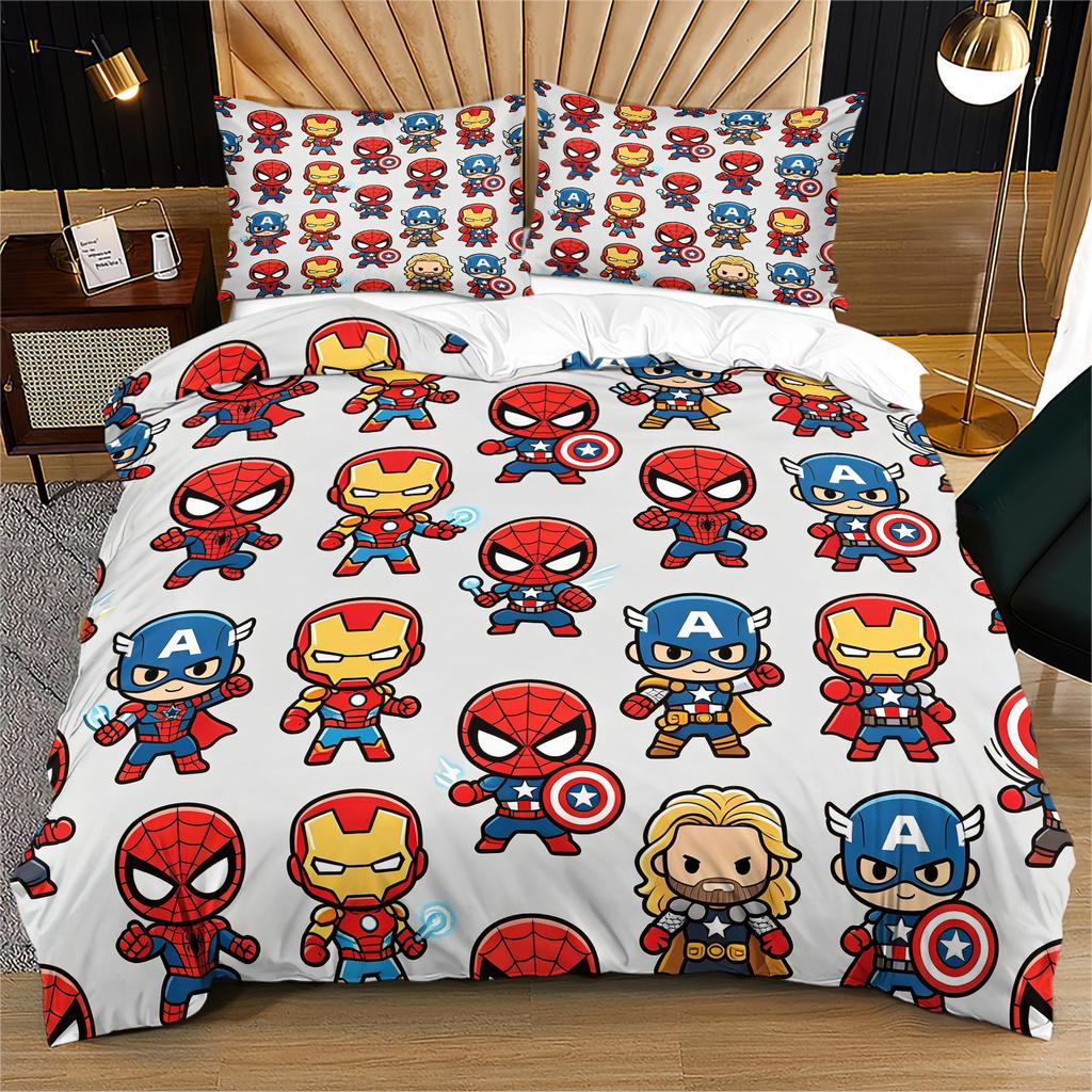 Cute Marvel Superhero Duvet Cover Set Comforter Cover Bedding Set No Filler For Teens Bedroom Living Room Decor