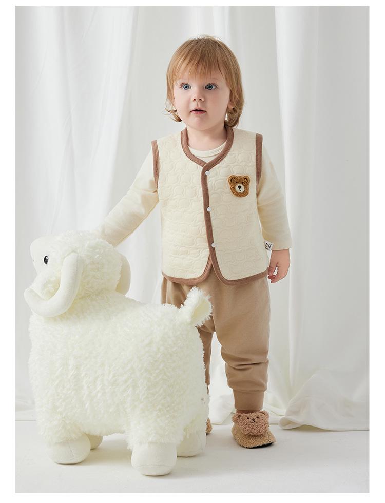 Jingqi Quilted Sleeveless Warm Vest for Newborns - Boys and Girls, Spring & Autumn Season