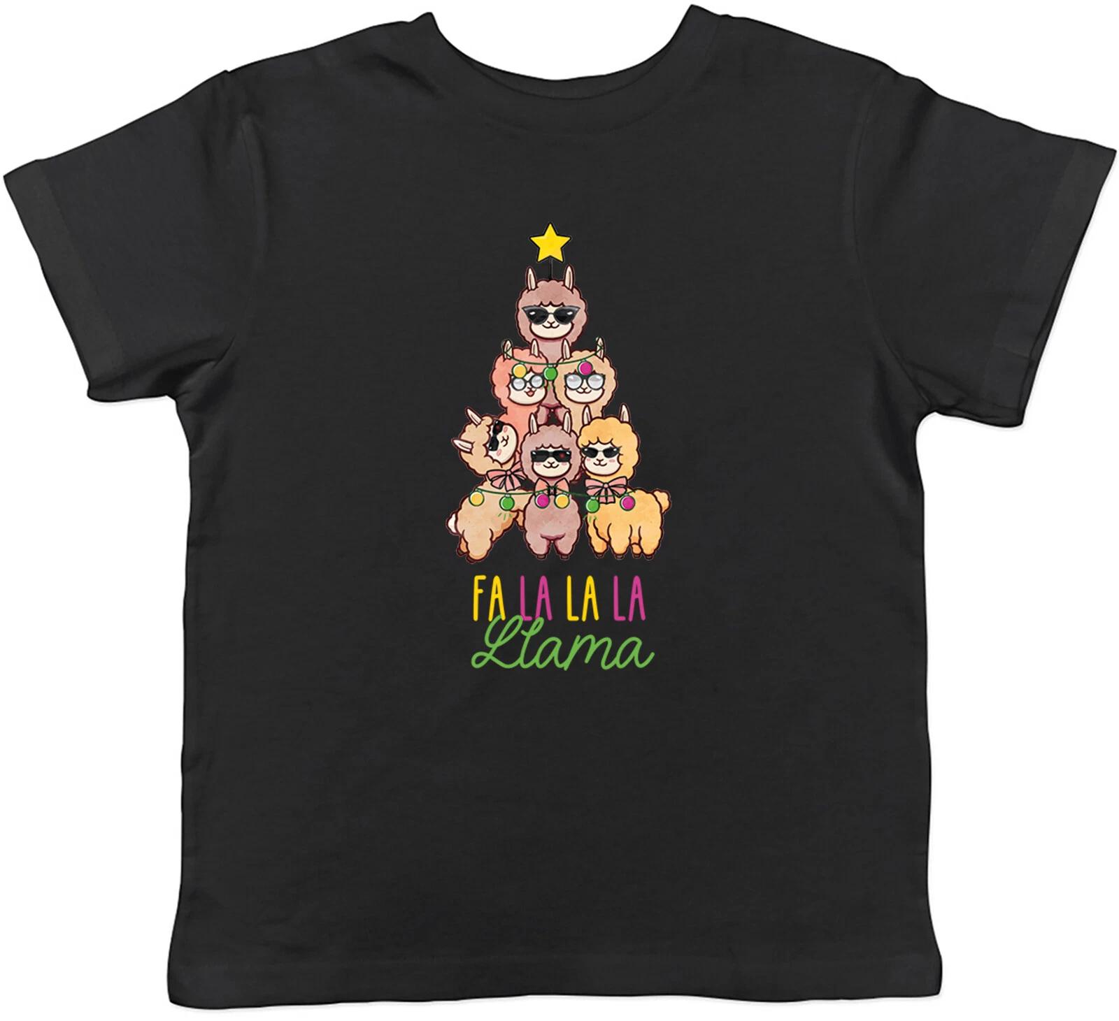 Fa La La La Llama Kids T-Shirt Funny Christmas Xmas Tree Childrens Boys Girls 120