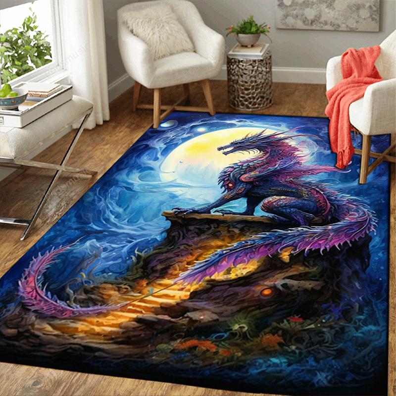 Colorful Dragon Rug Floor Mat for Living Room or Bedroom Soft and Comfortable Carpet a Gift for Birthday and Holiday.NFF0928220