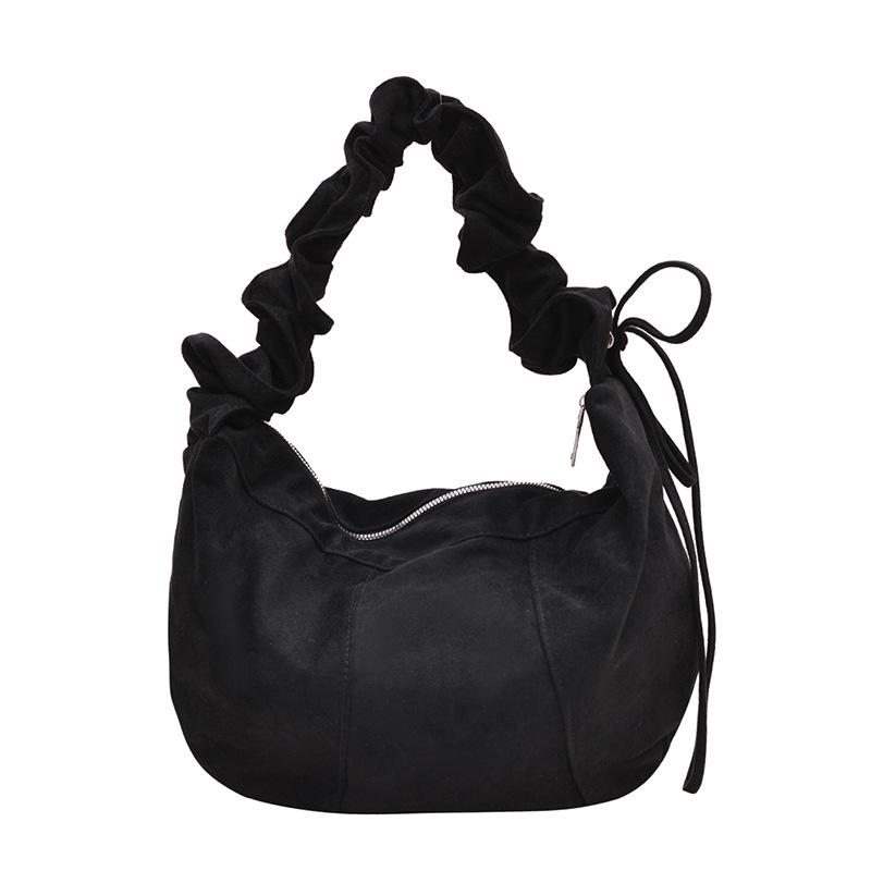 Korean Fashion Pleated One-Shoulder Tote: Versatile, Large Capacity Drawstring Dumpling Bag