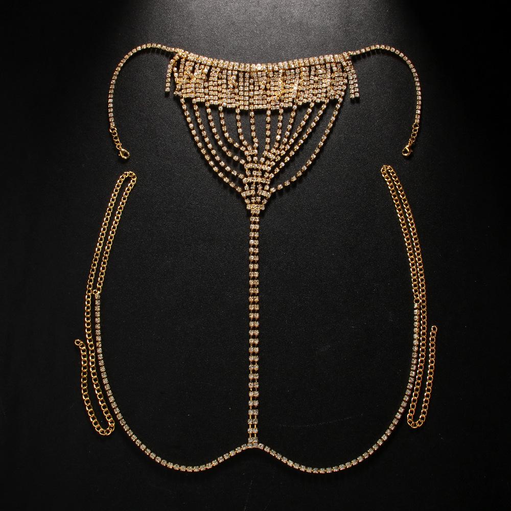 Lanț de Talie cu Franjuri și Strassuri pe Mai Multe Niveluri Chiloți Lanț de Corp Sexy pentru Plajă Lanț de Corp pentru Doamne