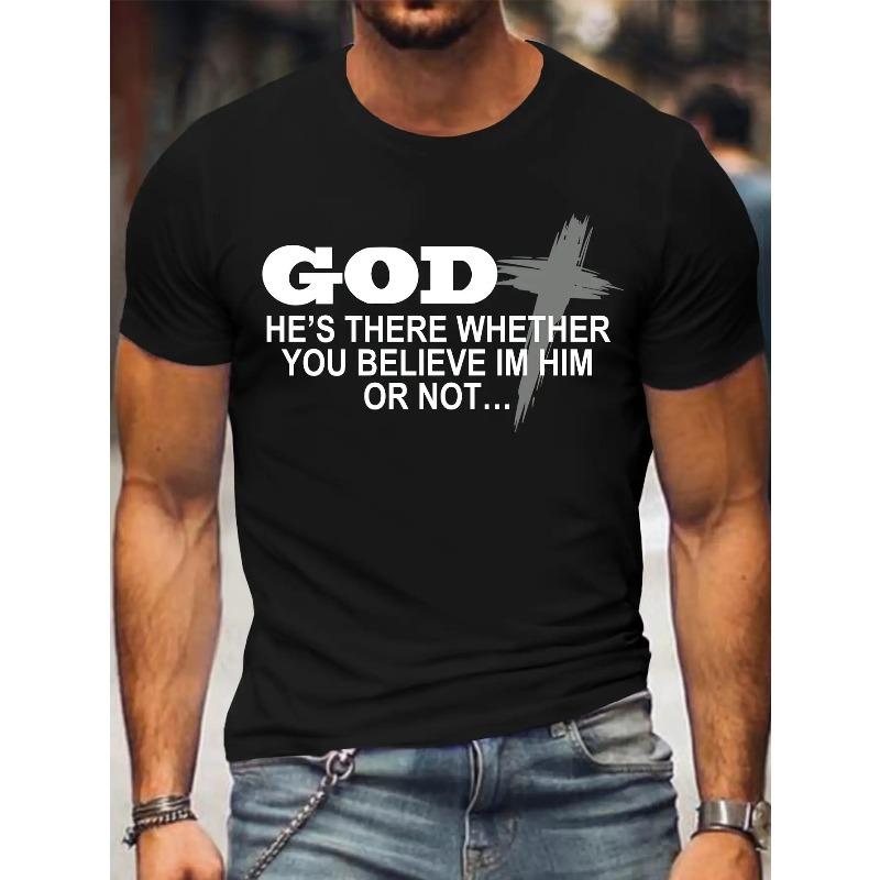 

European sizes Men S Plus Size Round Neck Tee Featuring a Slogan Print | Casual Knit Material | Moderate Stretch | Standard Fit | Year-Round Adult 4XL чорний