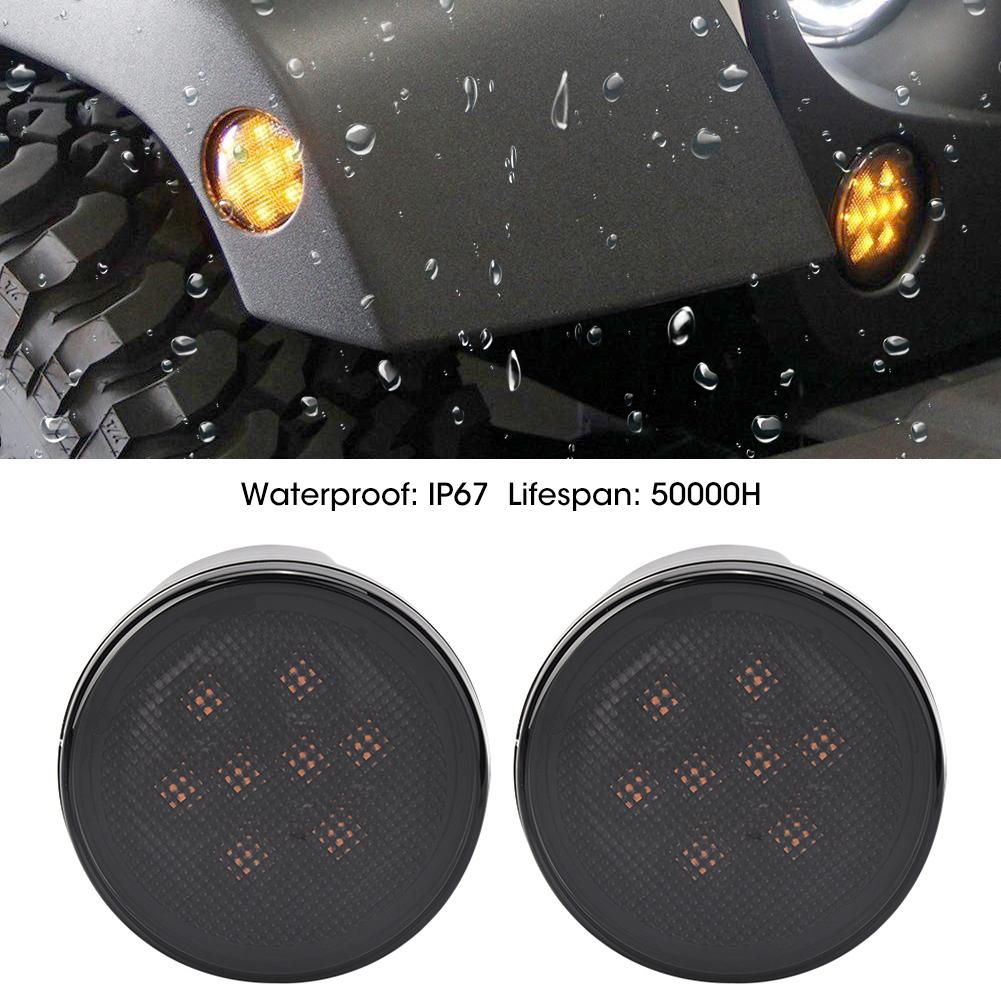 Pair of LED Fender Turn Signal Side Marker Light Fit for Jeep Wrangler JK JKU 2007 2018