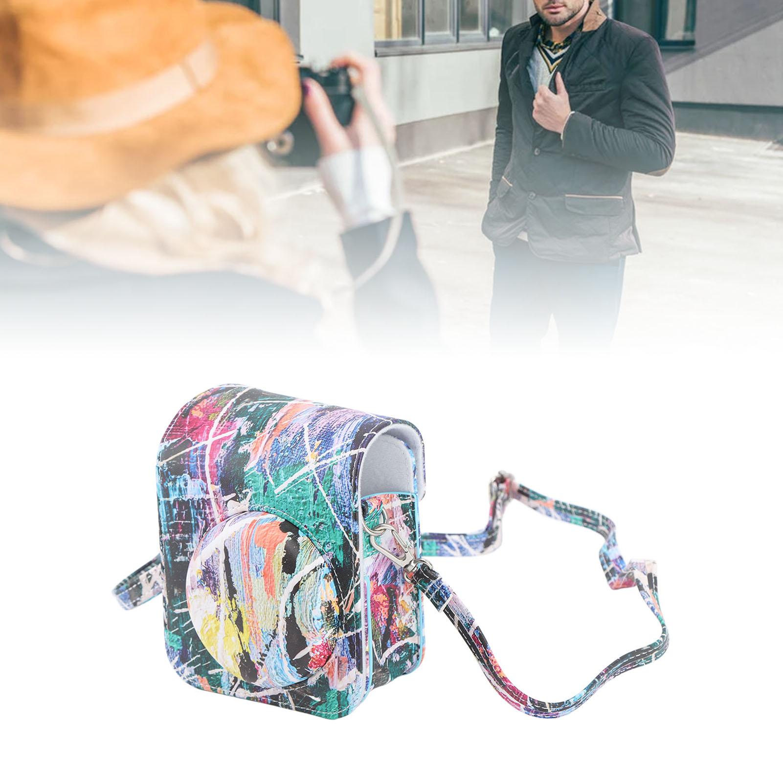 

Цветной принт PU кожаный защитный чехол-сумка с регулируемым плечевым ремнем подходит для Fujifilm Instax Colorful Graffiti