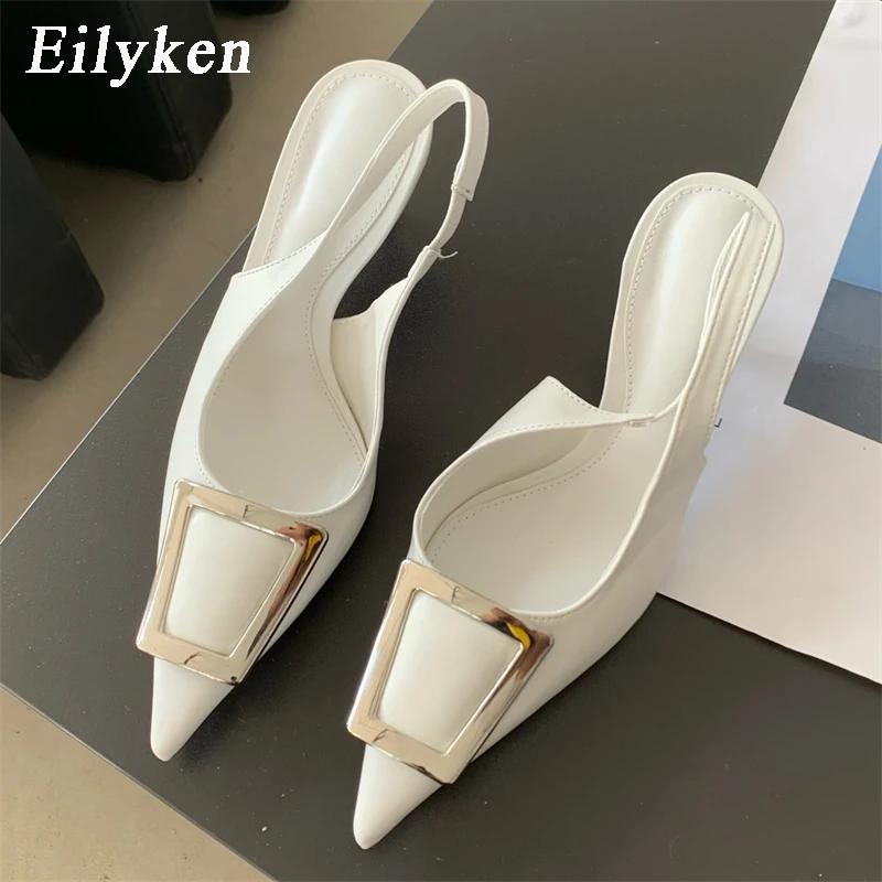 Fashion Eilyken Spring New Brand Women Pumps Snadals Fashion Square Buckle Shallow Slip On Slingback Pointed Toe Dress Shoes