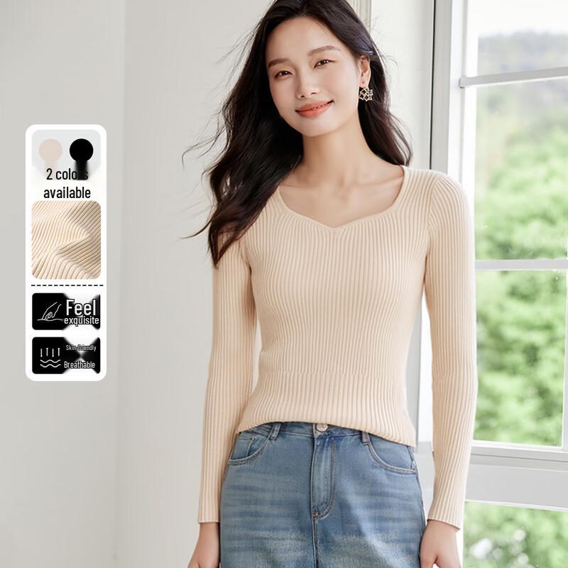

Women s V-Neck Knit Slim Fit Long Sleeve Top
