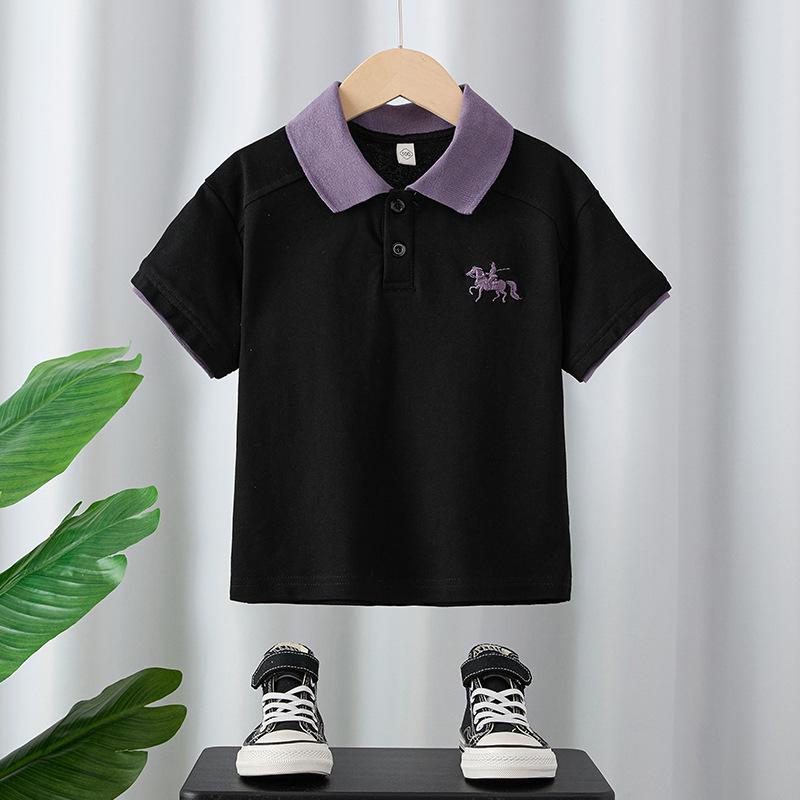 T-shirt Polo Tendance Style Coréen pour Garçons - Été 2025 Casual Manches Courtes