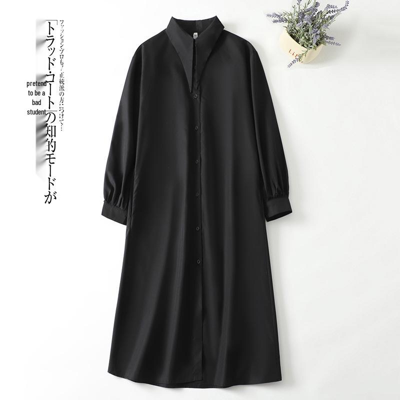 

Spring 2026 New Design Long Sleeve Mid-Length Loose Shirt Dress for Women XXL чорний