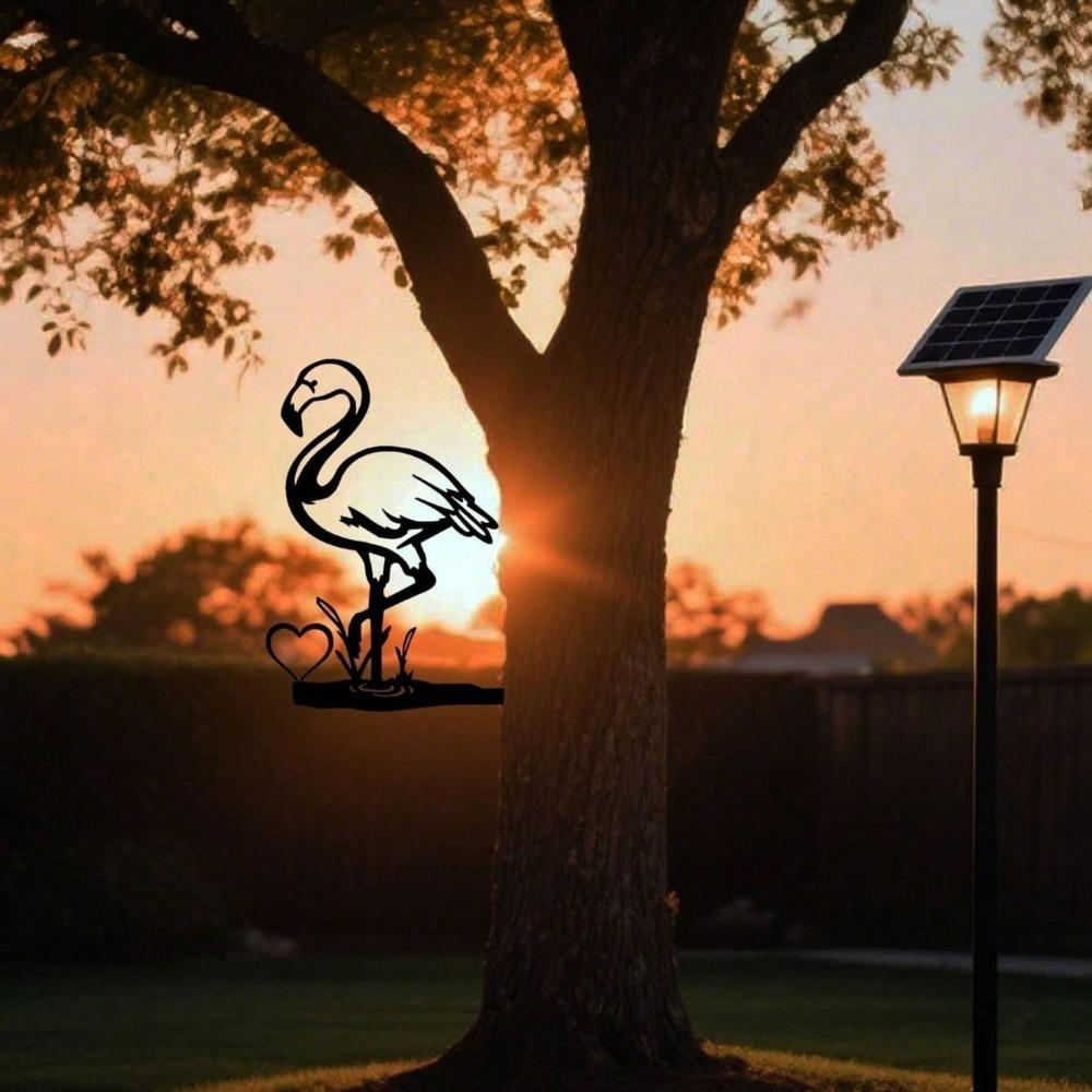 2PCS Peeking Donkey Flamingo Metal Garden Stake Yard Outdoor Decor