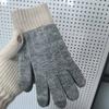 Fleece thickened warm and cold-proof five-finger gloves, riding fleece students winter windproof jacquard knitted gloves