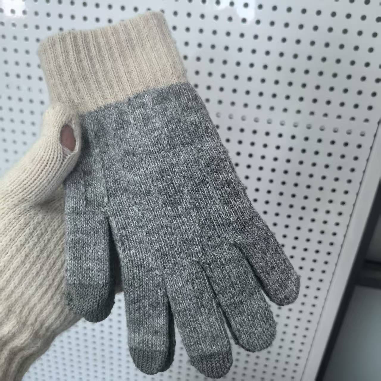 

Флисовые утолщенные теплые и морозостойкие перчатки с пятью пальцами, флисовые студенческие зимние ветрозащитные жаккардовые вязаные перчатки для катания