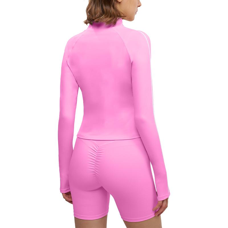 Damen Slim Fit Langarm Yoga Jacke mit Reißverschluss – Atmungsaktives Sonnenschutz Fitness Oberteil