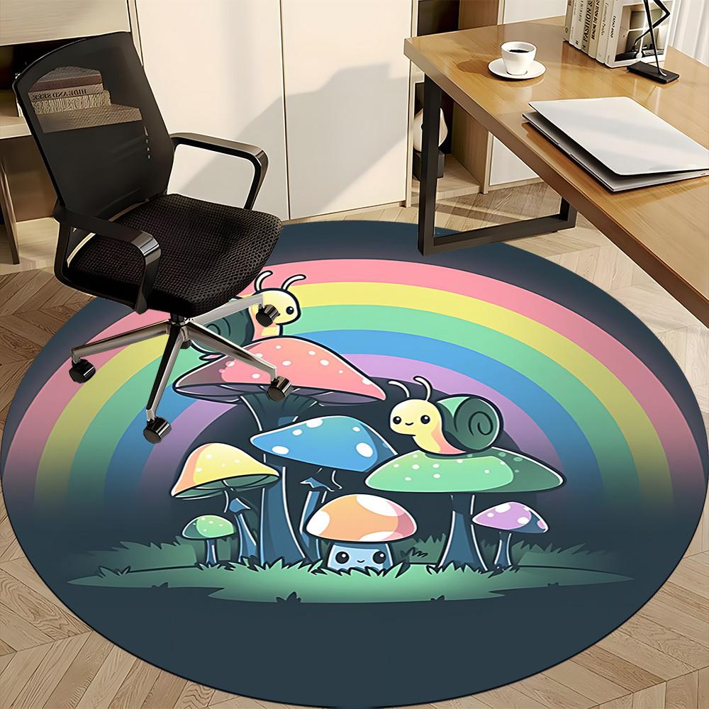 1pc Mushroom Snail Office Round Area Rug, Under Office Chairs Bedroom Living Room Home Decor, Room Deco, Available In Various Sizes
