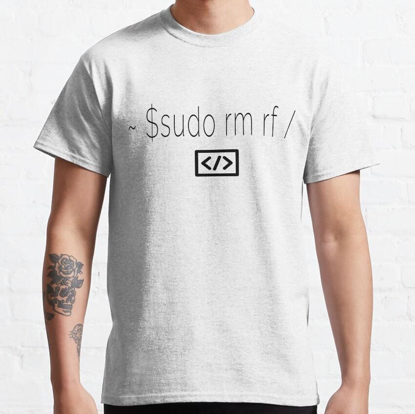 Sudo Rm -rf  GAME OVER Linux Command Geek Nerd Terminal Ubuntu Computer 100% Cotton Clothing Printed Plus Size T-Shirt for Man