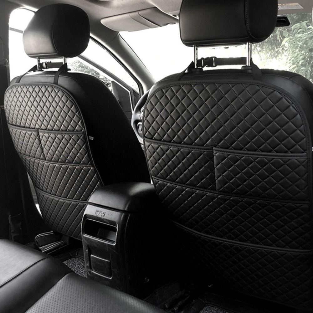 

Waterproof Car Anti Kicks Pad Fashion Design Organizer Pocket Seat Back Protector Cover Storage Mat Auto Parts чорний
