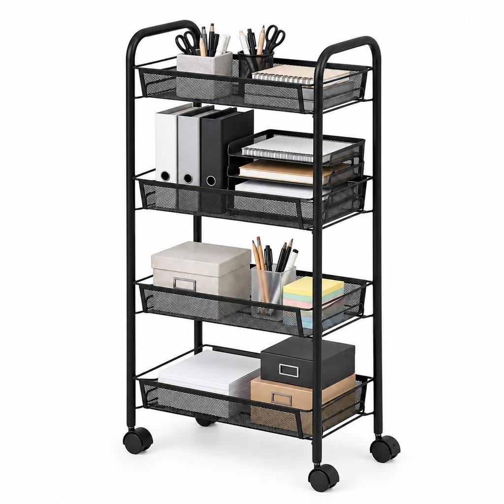 Mobile Multi-Layer Storage Cart for Kitchen and Bathroom