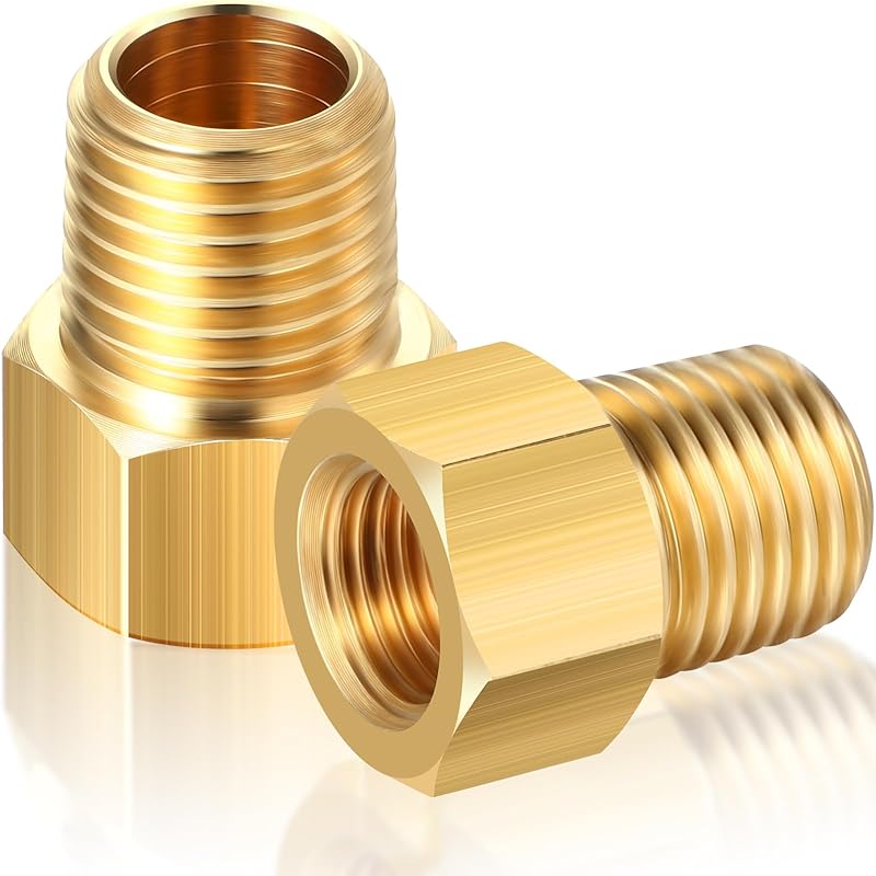 Frienda 1/4 Inch Male NPT X 1/4 Inch Female Inverted Flare Propane Fitting NPT Reducer Brass Female Pipe Adapter Brass Bushing Reducer Threaded Pipe