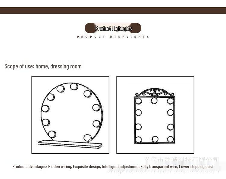 Hollywood-Style Tri-Color USB Makeup Mirror Lights - 10 LED Bulbs