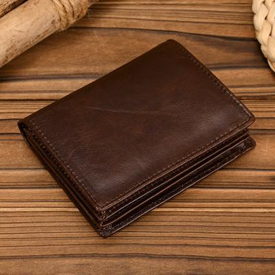 Hot Selling RFID Leather Short Wallet, 20% Off Leather Wallet with Zipper, Men's Leather Wallet