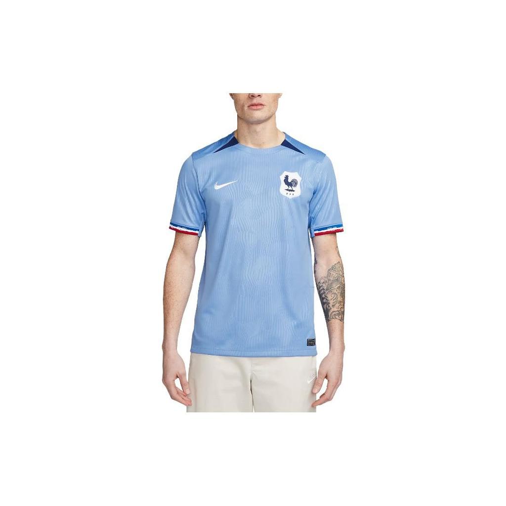 Nike FFF 2023 Stadium Home Graphic Print Crew-Neck Short-Sleeve T-Shirt Men Tops Sky-Blue DR3962-450