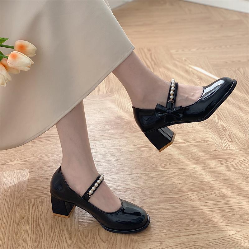 Fashion Versatile High Heels Mary Jane Women's Shoes 2025 New Skirt Wine Gentle High Heels Women's Shoes