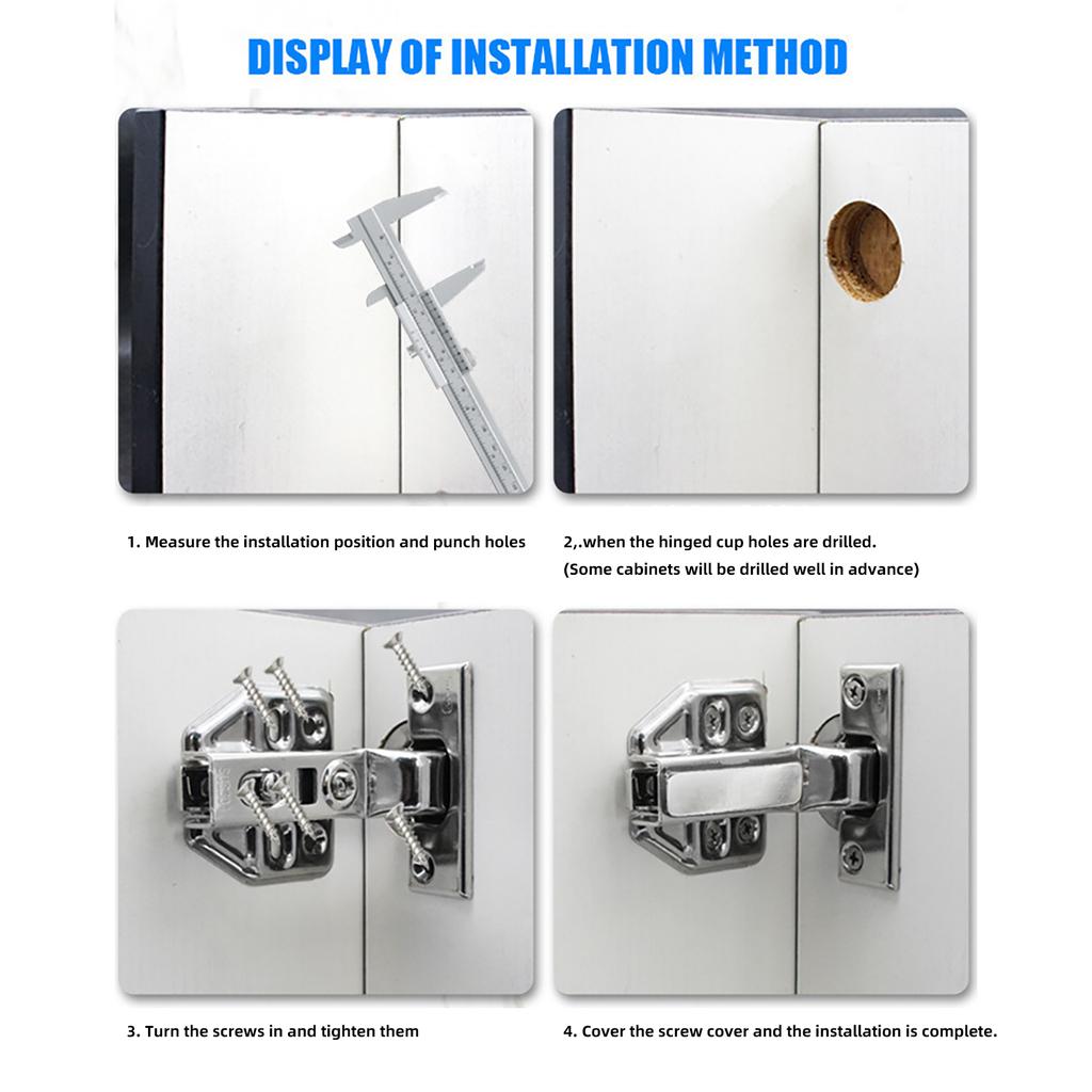 Set of 2 Cabinet Door Hinges Repair Set Includes 1 Hinges Plates and 12 Screws Stainless Steel for Easy Installation