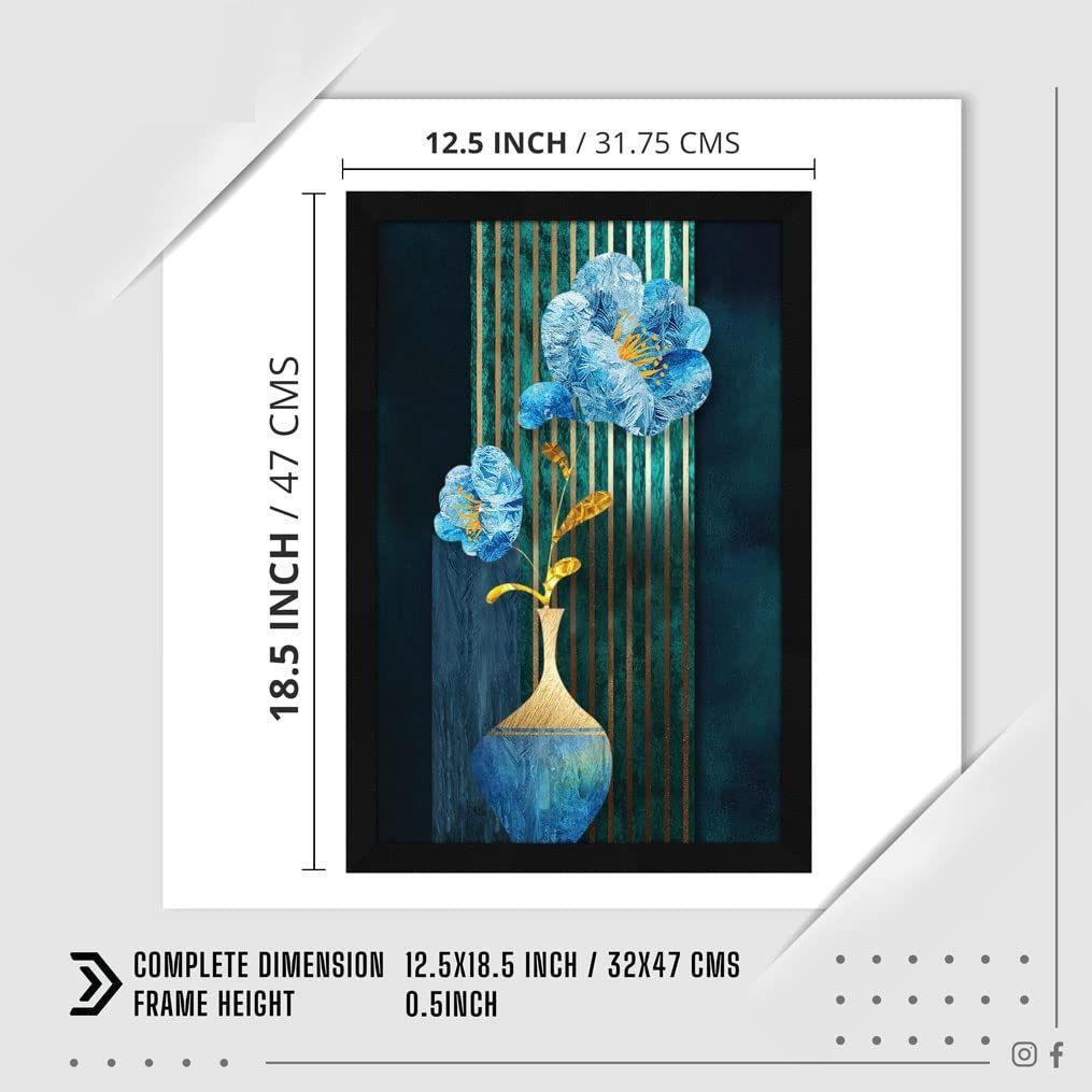 Paper Floral Wall Art Painting Framed, Wall Decor For Living Room Bed Room, Multicolor, Flowers, 12.0 X 18.0 Inches, Set of 1